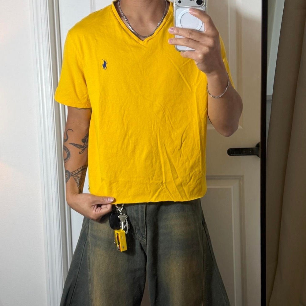 y2k vintage ralph lauren cropped blank short sleeve shirt SH